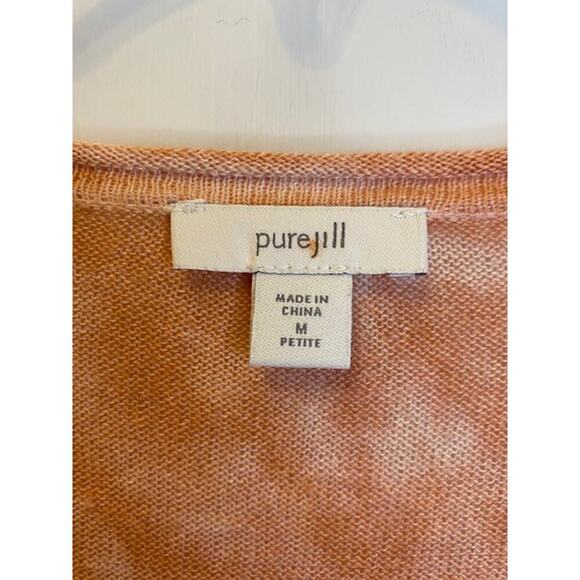 Pure Jill Linen Blend Knit Top 3/4 Sleeve Peach tye dye Sz M Petite Linen Blend - Picture 3 of 6